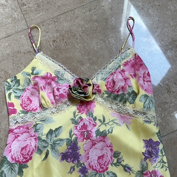 WAYF Yellow Pink Floral Slip Midi Dress. Size M - Picture 4 of 16